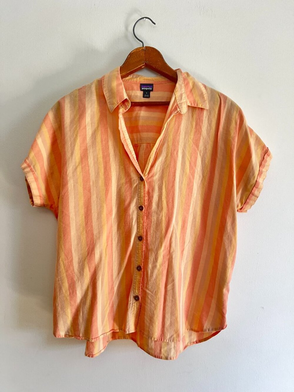 Patagonia Lightweight Shirt Organic Cotton Hemp Blend Sherbert Orange Pink Sz S